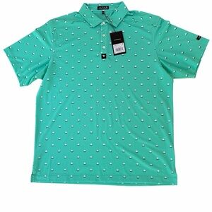 Bad Birdie Men's Aim Point Dusty Jade Pique Polo Golf Shirt Size XL NEW